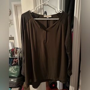 LOFT Ann Taylor Baggy Brown Long Sleeve Knit Blouse Top Shirt Women’s Size M